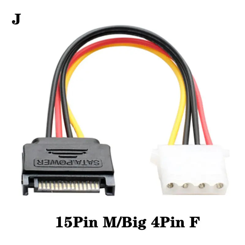 20cm Power 6Pin 8Pin 4Pin 15Pin SATA Male to 4Pin IDE Molex Female 15Pin SATA Female Power Cable Computer Cable 6Pin To 8Pin
