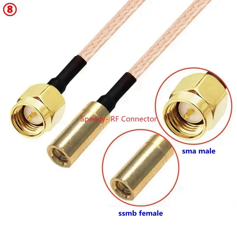 RG316 Coaxial Cable SSMB To SMA Male Female Connector RPSMA To SSMB Right Anlge Crimp for Extension Cable Low Loss Fast Delivery
