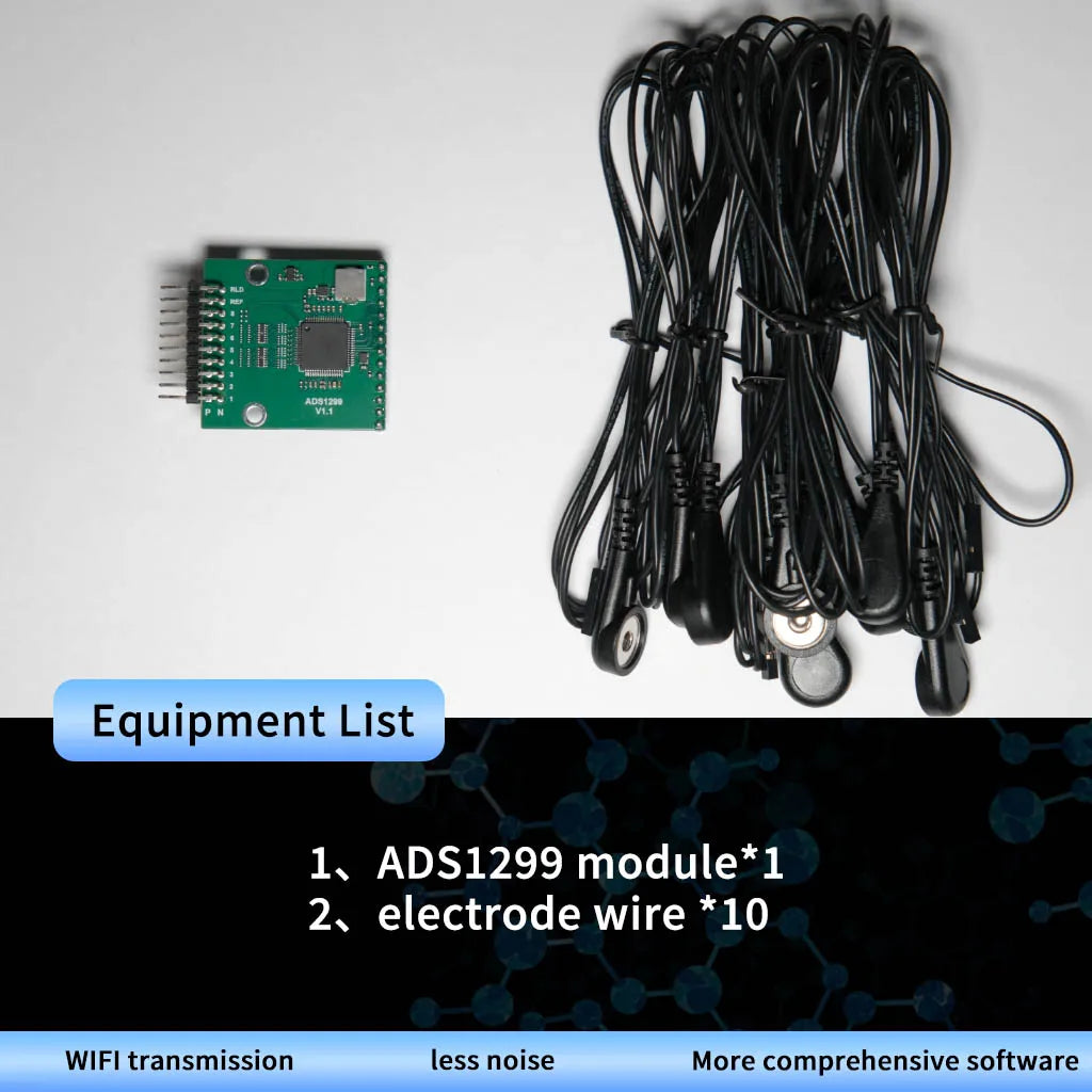 ADS1299 EEG EMG Acquisition Module WiFi Wireless Data Transmission STM32 Development Kit Open Source SDK Raw Bio-Signal Collecti