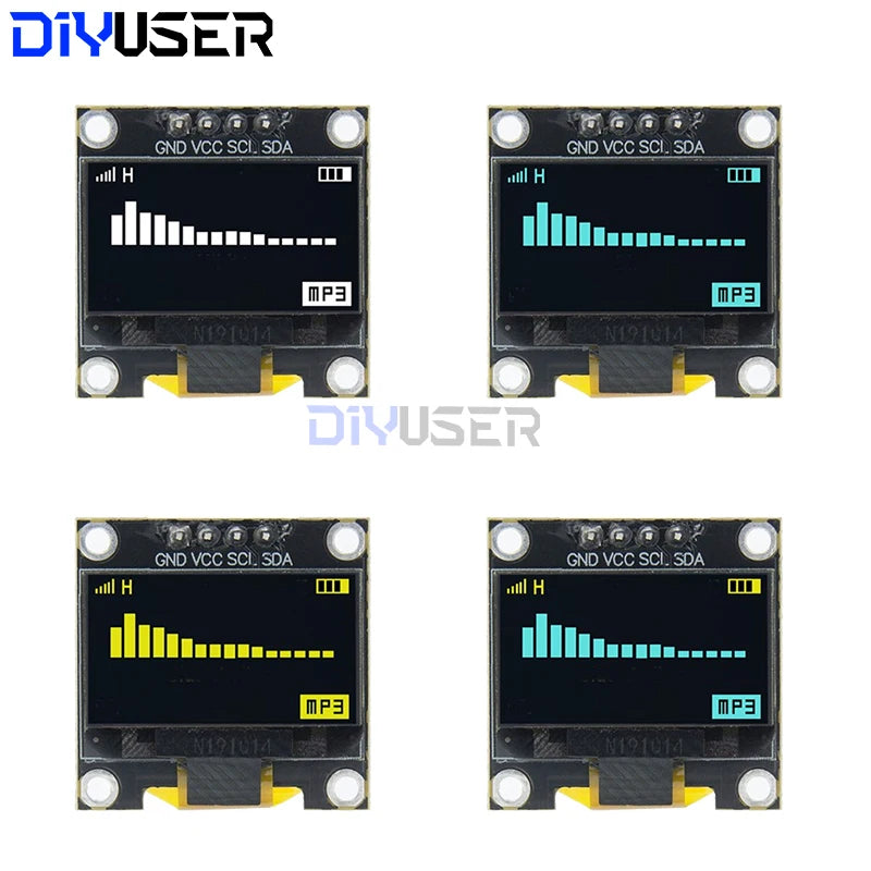 DIYUSER 0.96 Inch OLED SSD1306 White/Blue/Yellow 128X64 IIC I2C Serial Display Module 12864 LCD Screen Board For Ard