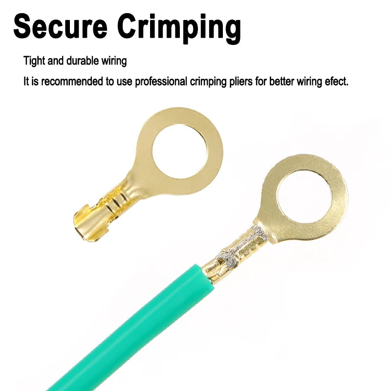 150-540pcs Boxed Terminal Block Connector M3/M4/M5/M6/M8/M10 O-type Ground Lugs Terminal Cold-Pressed Copper Tab Wiring Nose