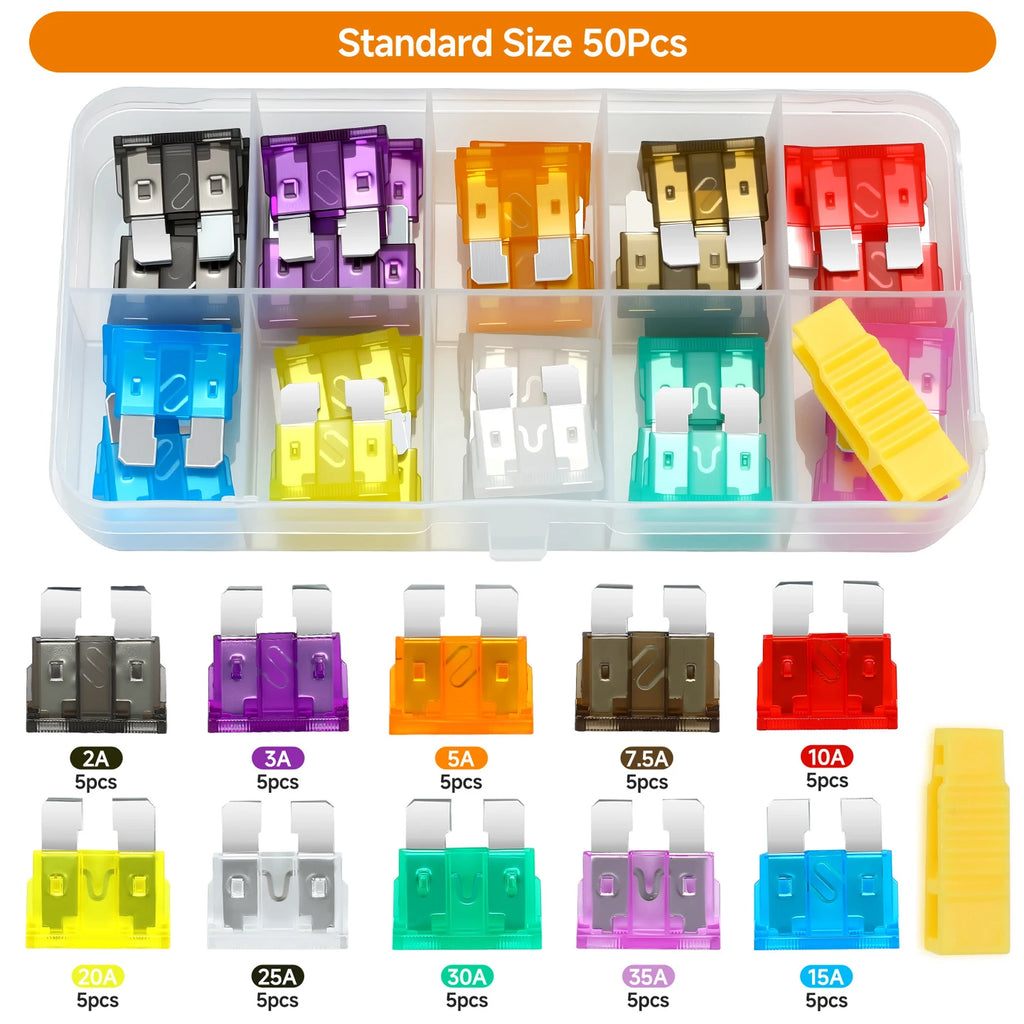 1000/306/120/50PCS Car Fuses Assortment Kit, Mixed Vehicle Blade Fuses - Standard & Mini & Low Profile Mini Fuse