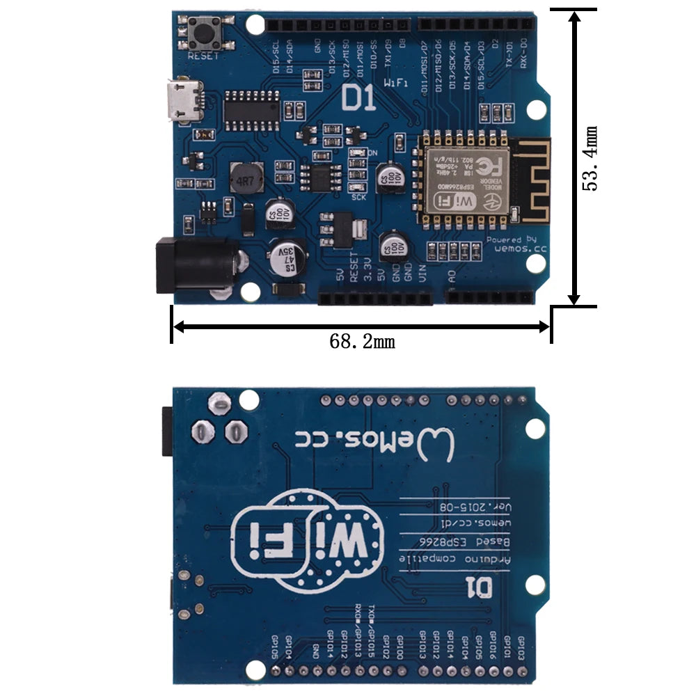ESP-12E WeMos D1 R2 UNO R3 CH340 CH340G WiFi Development Board Based ESP8266 Shield Smart Electronic For Arduino Compatible IDE