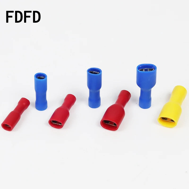 100pcs/50 pairs Female/Male Spade Connectors 16-14 AWG Spade Quick Disconnect Connectors Insulated Spade Wire Crimp Terminal
