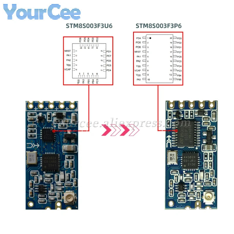 10pcs/1pc HC-12 SI4463 433Mhz Wifi Wireless Serial Port Module HC12 1KM 1000m 433MHz Receiving Transmitting Board TSSOP/QFN
