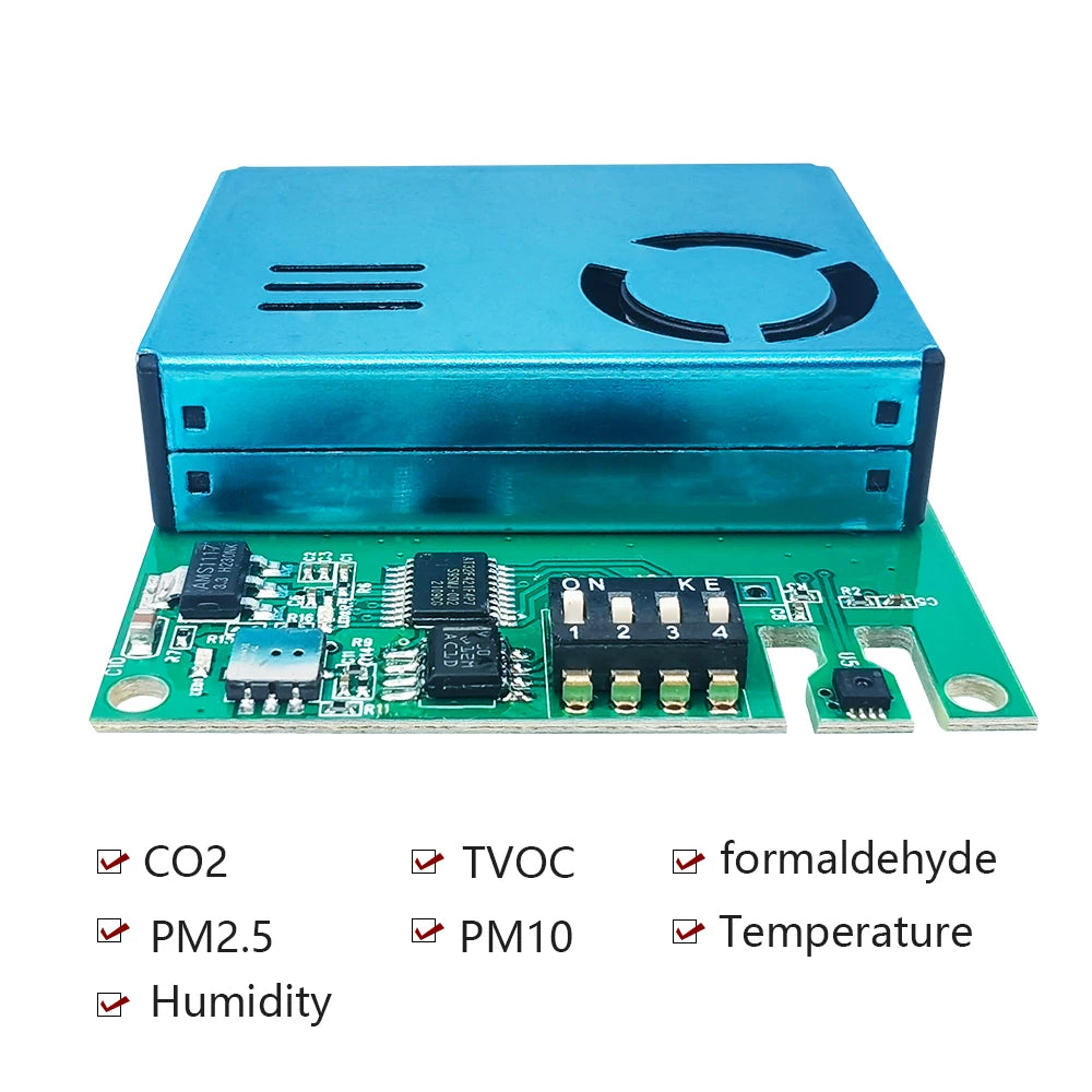 1PCS YYS 7IN1Air Quality Sensor PM10 PM2.5 CO2 CH2O TVOC Temp&Hum Gas Sensor Module M702B