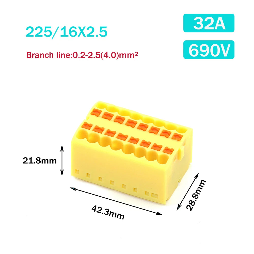 Wire Electrical Connectors PTFIX 2.5mm Wire Merging And Branching Device Push-in Terminal Block Connector Mount On Din Rail