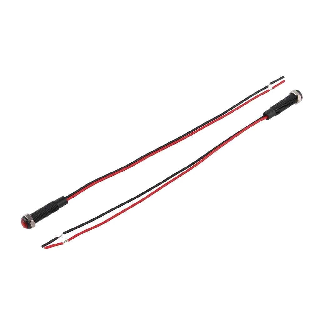 1pc 6mm Oxidized Black Plastic Indicator Light Mini Warning LED Pilot Signal Lamp 6V12V 24V 220V with Wire Red Yellow Blue Green