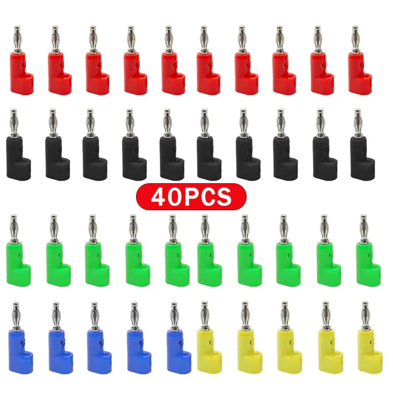 40pcs/4mm Adaptor Electrical Connecting Bending L Shape Banana Jack Plug Socket for Binding Post Test Terminal Connector