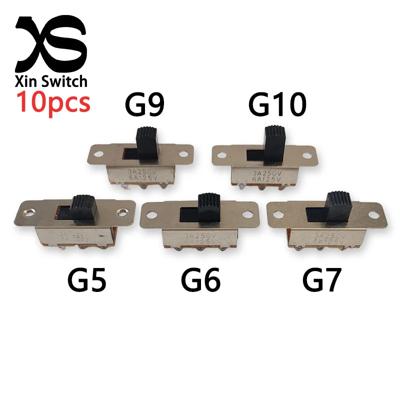 10pcs SS-23F19 (2P3T) Handle Height 5/6/7/9/10MM 3Gear 6Pin Car Refrigerator Large Current Toggle Slide DIP Switch 3/6A 250/125V