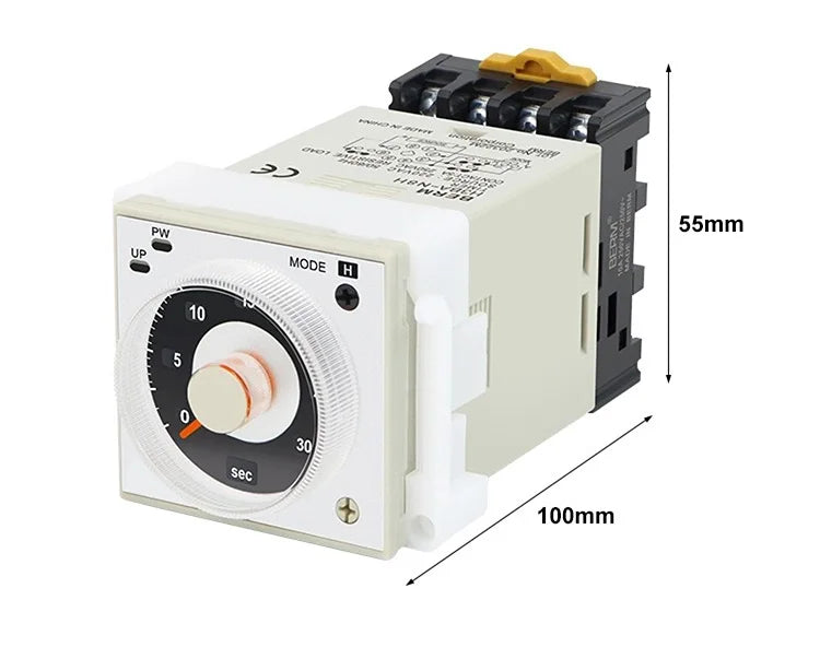H3BA-N8H Industrial Timer Relay Solid State Time Delay Relay 1.2s‑300h AC 220V DC 24V Adjustable Analog Panel Mount Timer