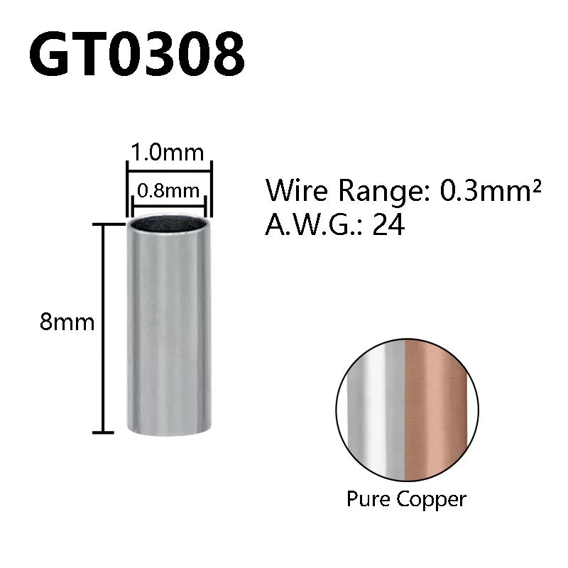 Pure Copper Non-Insulated Cord End Terminals Kit EN0508 EN1008 EN4009 Naked Wire Ferrules Crimp Terminals Wire Connector