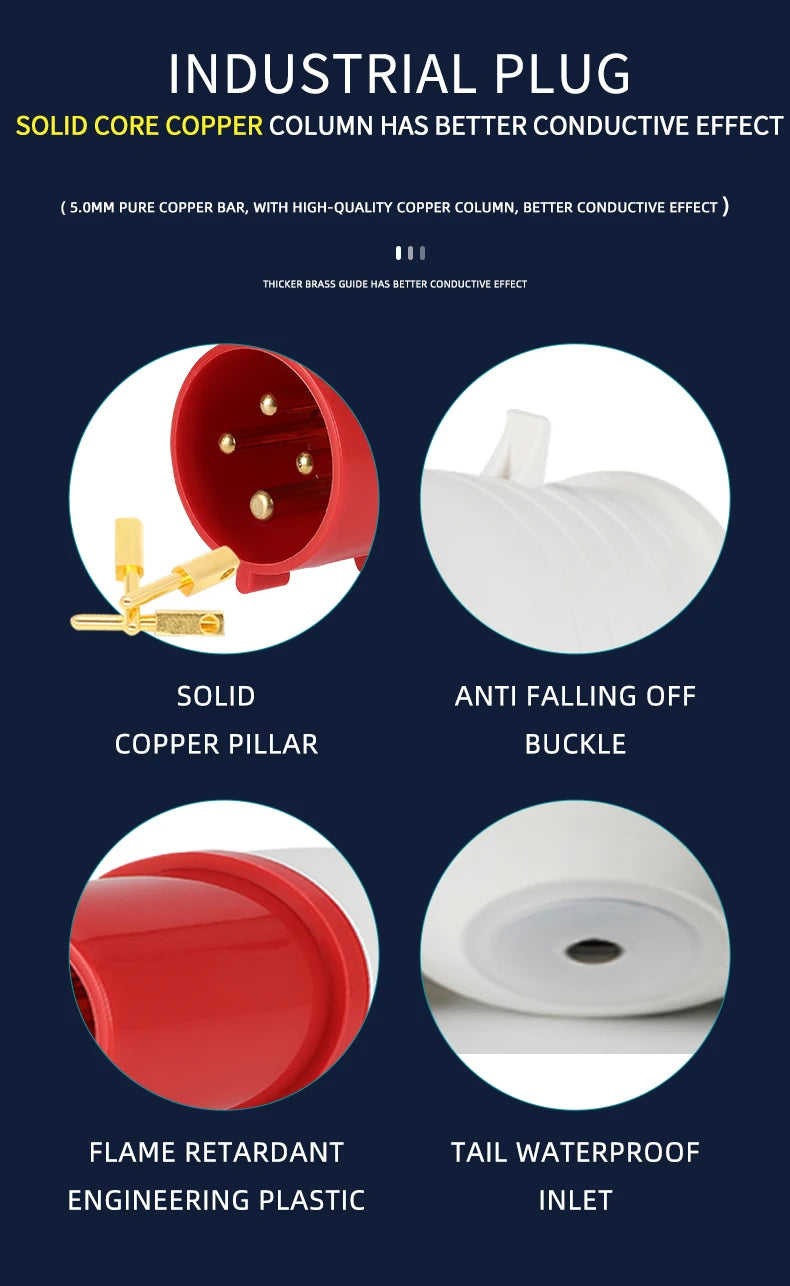 1 PCS 32A Aviation Industry Plug Socket Connector 3P/4P/5P IP44 Waterproof Surface Installation Wireless Concealed Installation