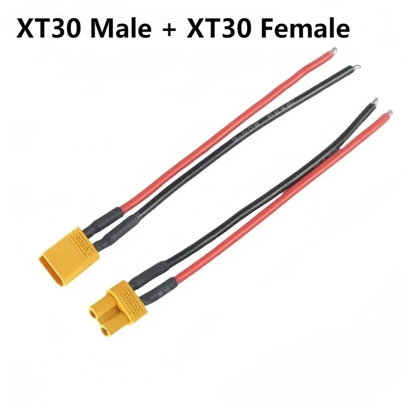 XT30 Pigtail Plug Male and Female Connector with 100mm 16AWG Tinned Wire Cable for RC Fixed wing Lipo Battery FPV Drone charger