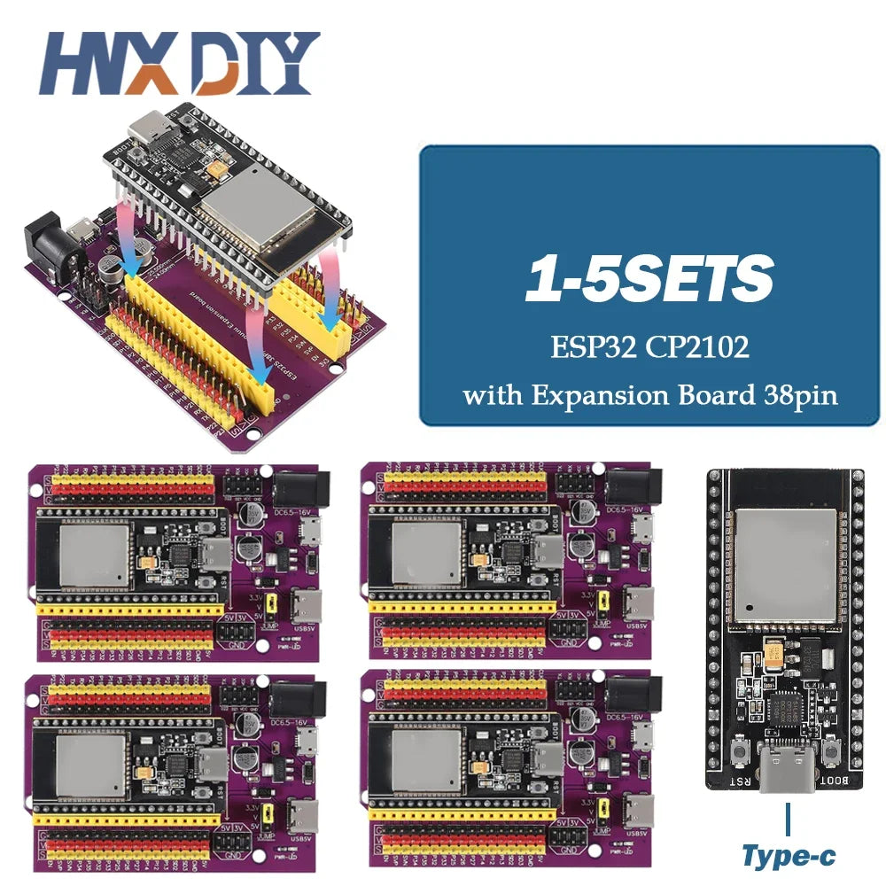 1-5sets ESP32 Development Board TYPE-C USB CP2102 WiFi+Bluetooth Dual Core 32-DevKitC-32 Expansion Board 38PIN