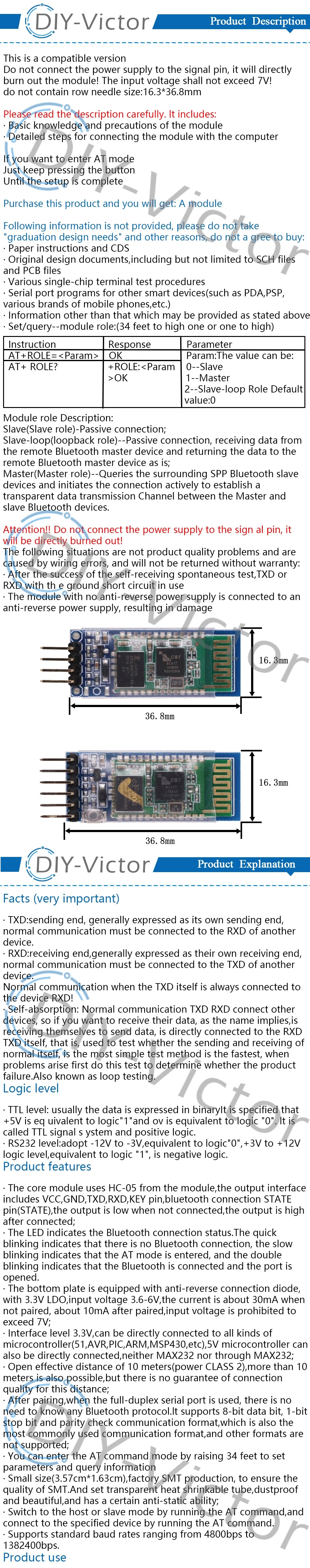 HC-05 HC05 RS232 Wireless Module  For Arduino Serial 6 Pin Bluetooth HC-06 4 Pin RF Receiver Module RS232 TTL to UART Converter