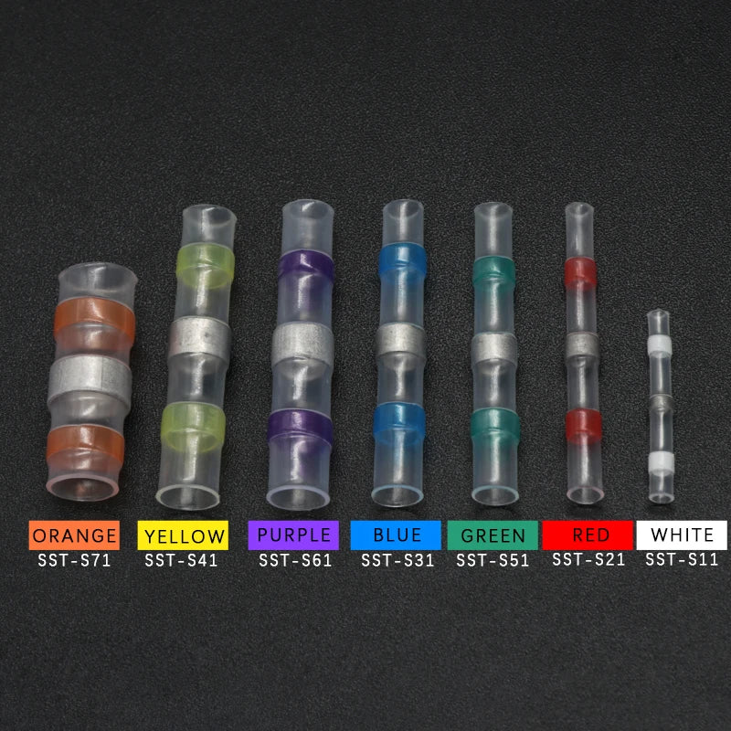 Solder Seal Wire Connectors 3:1 Shrinkage Rate Waterproof Electrical Cable Terminals Heat Shrink Tube Electrical Butt Splice