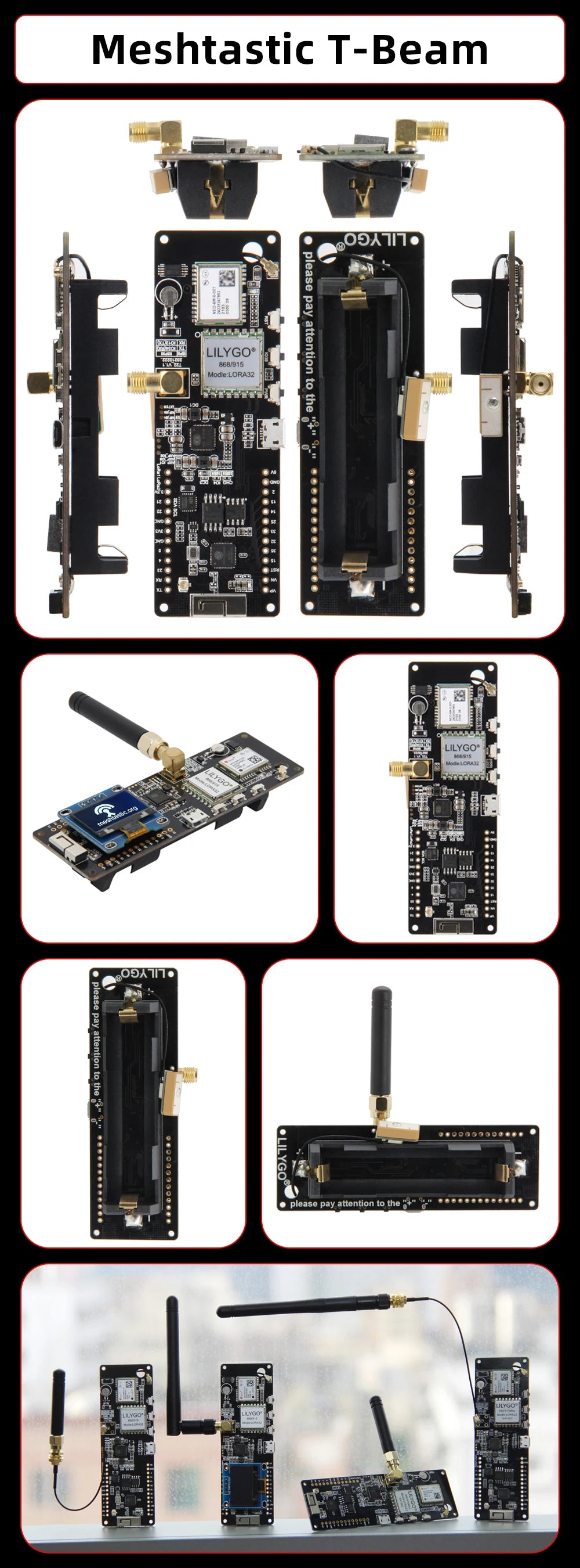 LILYGO® TTGO Meshtastic T-Beam LoRa ESP32 Development Board 433/868/915MHz LoRaWAN Module Circuits With WiFi Bluetooth GPS OLED