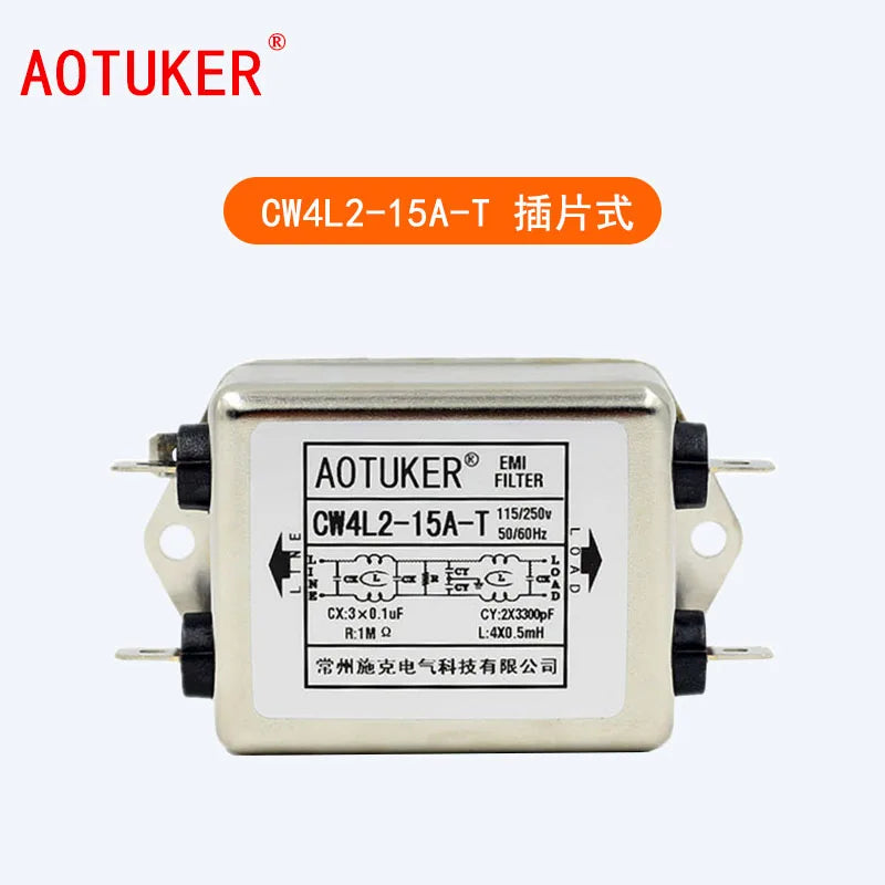 EMI Power Filter 115V/220V/250V Single Phase CW4L2-20A-T Dual Stage Filter Anti-Interference Power Purifier
