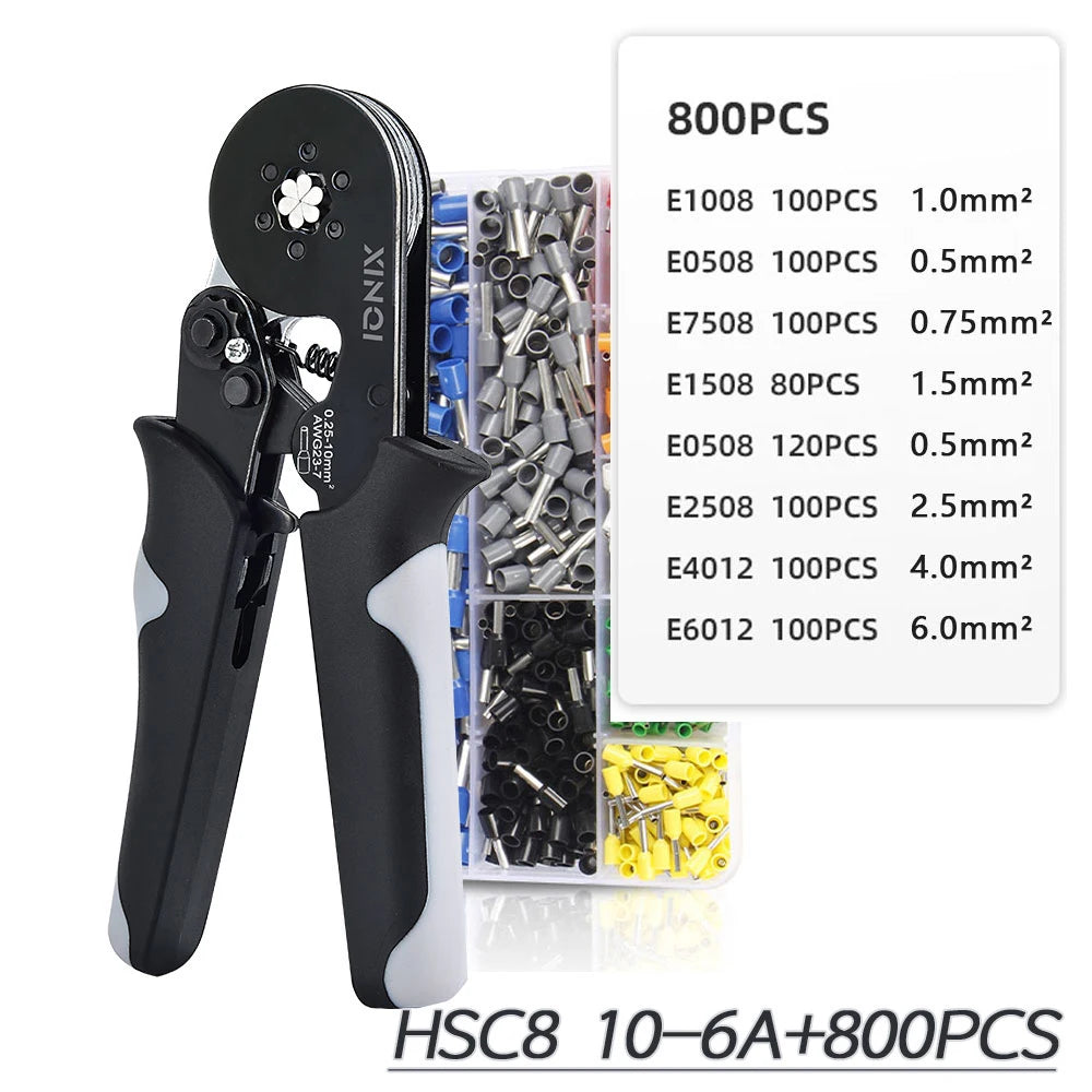 Crimping Pliers Tubular Terminal Hand Tools HSC8 6 - 4A 0.25 - 10mm2 6 - 6A 0.25 - 6mm2 Electrical Mini Wire Ferrule Clamp Kit