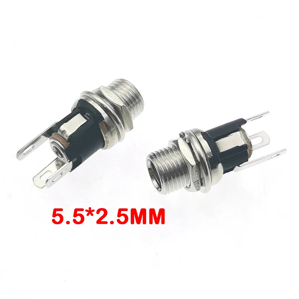 1pc DC 5.5*2.1/2.5mm Plug Socket With Nut 5.5x2.1/5.5x2.5 MM DC Power Jack Male Female Panel Mount Connector