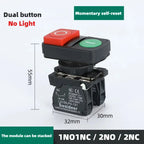 XB4 Double Button Switch with Light 22mm Emergency Stop Button Switch Momentary Self Reset Mushroom Power Push Button Switch 10A
