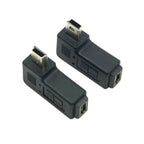 New Mini USB to Micro USB Adapter Plug 90 Degree Left&Right Angle Micro USB Male to Mini USB Female Type B Connector
