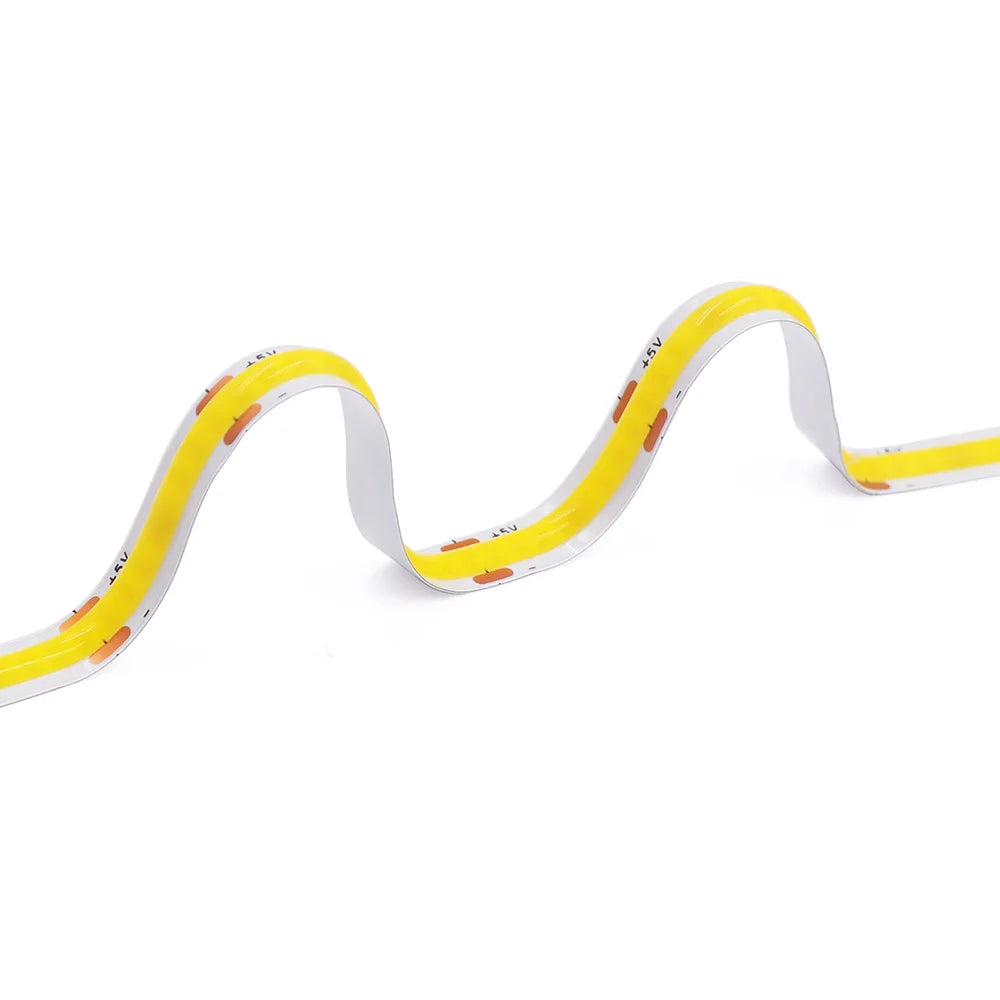 5V USB COB LED Strip Light Tape White Red Green Pink Ice Blue Yellow Flexible 320 LEDs 8mm PCB Ribbon TV Backlights Night Lamp