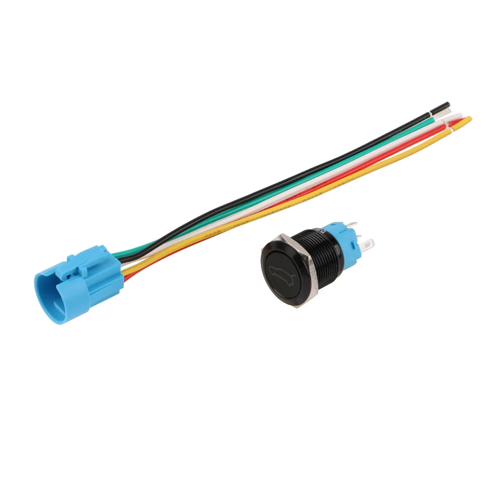 1pc 16mm/19mm Metal push button Switches for car trunk Momentary/latching 12V base 1NO 1NC with sockets