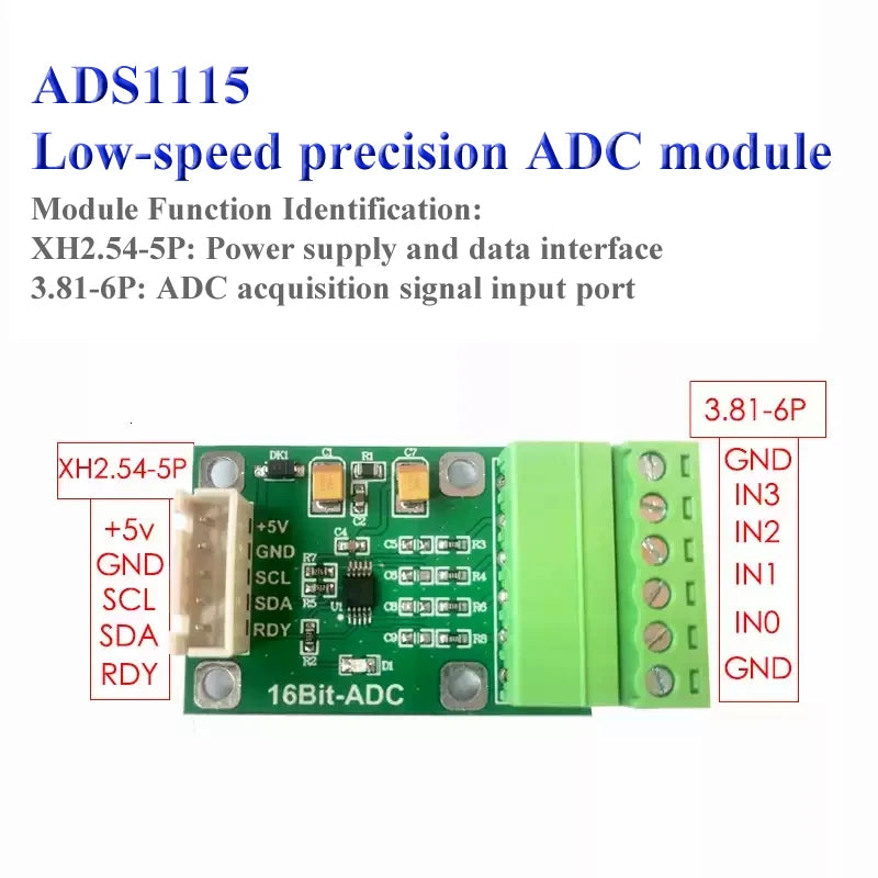 ADS1115 Sampling Module,Precision ADC Module,Low speed Four Channel Sampling Compatible with ADS1113/1114