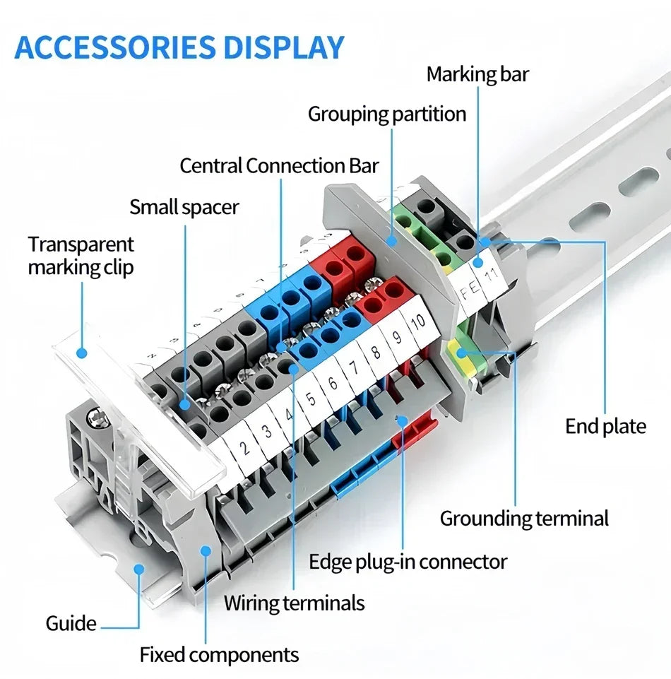 20/50/100Pcs UK - 2.5B Din Rail Terminal Block Electrical Conductor Universal Screw Connection Terminal Strip 2.5mm²