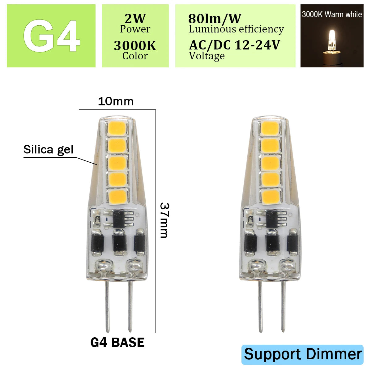 2pcs Mini G4 12V 24V LED Lamp Dimmable Light 3W COB Bulb AC DC 12V Lampada COB 360 Beam Lampada G4 COB Lights Replace Halogen