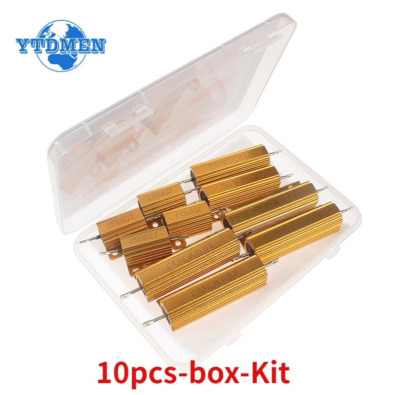 2 Sets Wirewound Resistor 25W 50W Aluminum Shell Power Resistor 6ohm/8ohm/10ohm/24ohm/50ohm/100ohm Load Resistors , for Car Lamp