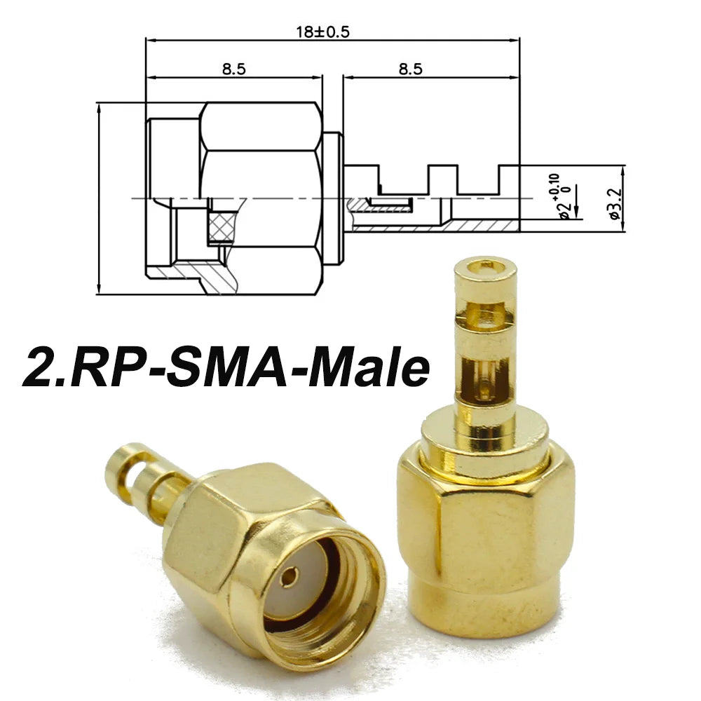 2pcs/lot SMA Male Female RF Connector Welded Two Windows RP SMA O-ring Bulkhead Straight Connector 50ohm 1.13 Cable Brass