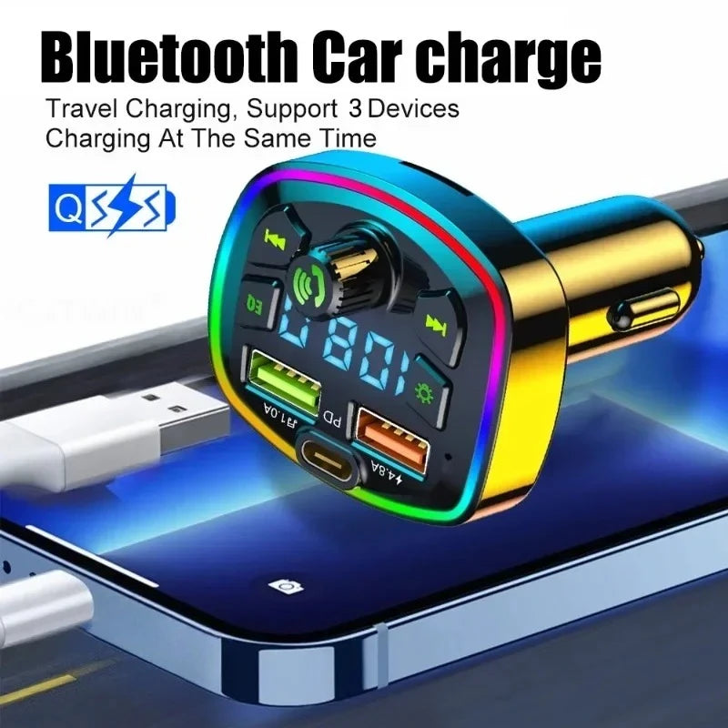 Car Charger Bluetooth 5.0 FM Transmitter Receiver Dual USB Car MP3 Player Adapter Auto Stereo Radio Handsfree Wireless Car Kit