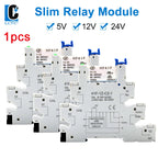 1PCS Slim Relay HF-41F 5V 12V 24V High Frequency Relay Base DIN Rail Relay 41F-5-ZS41F-12-ZS41F-24-ZS LED 6A