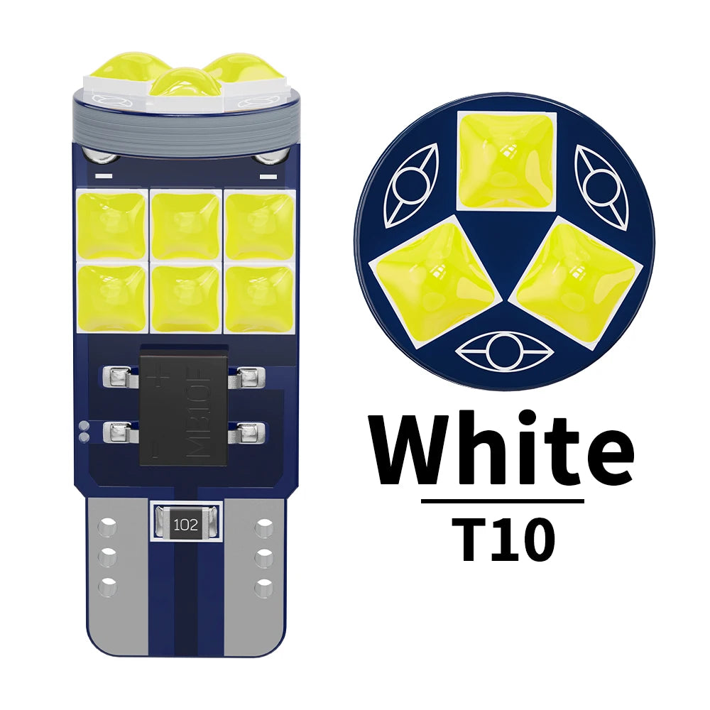 2/10X Car T10 W5W Socket LED Light 3D 3030 SMD Canbus Error Free Auto Interior Reading Lamp Side Parking Bulb 12V White Ice Blue