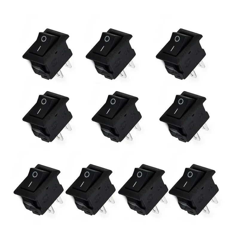 10 Pcs Auto Car Truck Boat Round Rocker 250V 3A 2-Pin ON/OFF Toggle SPST Switches Rocker Switch 10x15mm
