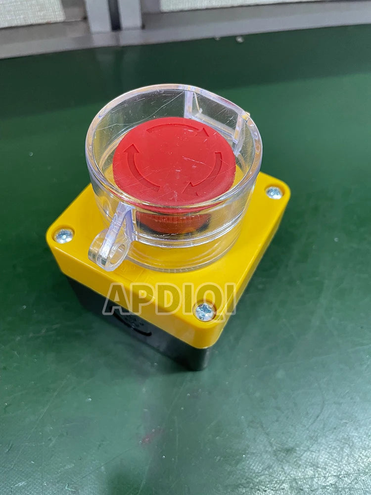 One Hole Waterproof Plastic Emergency Stop Mushroom Head Yellow AK1 Push Button Box Switch Elevator ES542 22mm IP65 Dustproof