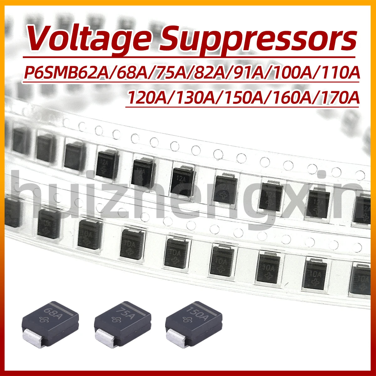 20PCS P6SMB62A/68A/75A/82A/91A/100A/110A/120A/130A/150A/160A/170A TVS/ESD SMB/DO-214AA Transient Voltage Suppressors
