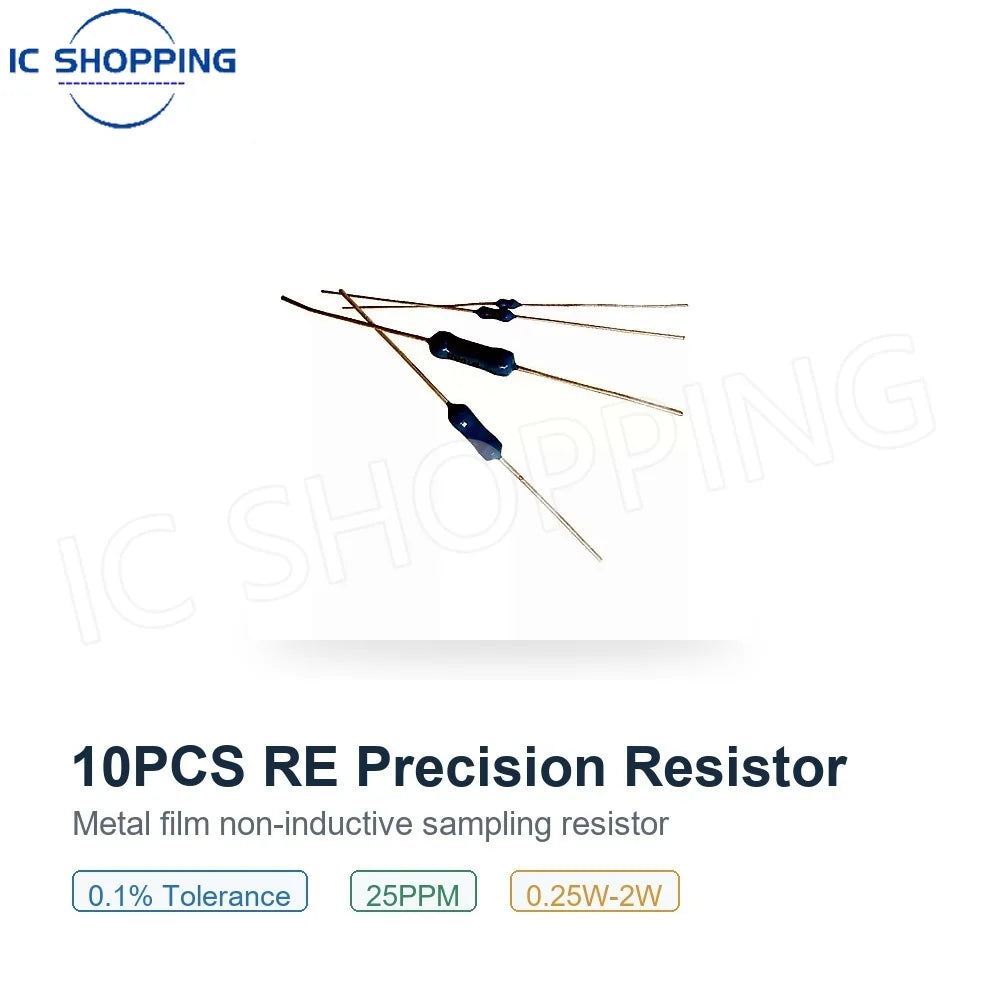 10PCS RE Precision Metal Film Non-Inductive Resistor 0.1% 25PPM 0.25W 0.5W 1W 2W Sampling Resistor