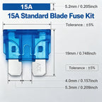 30-200PCS 15A Standard Blade Fuses Kit Automotive Car Fuse Truck ATC/ATO Assortment for RV Boat Trailer