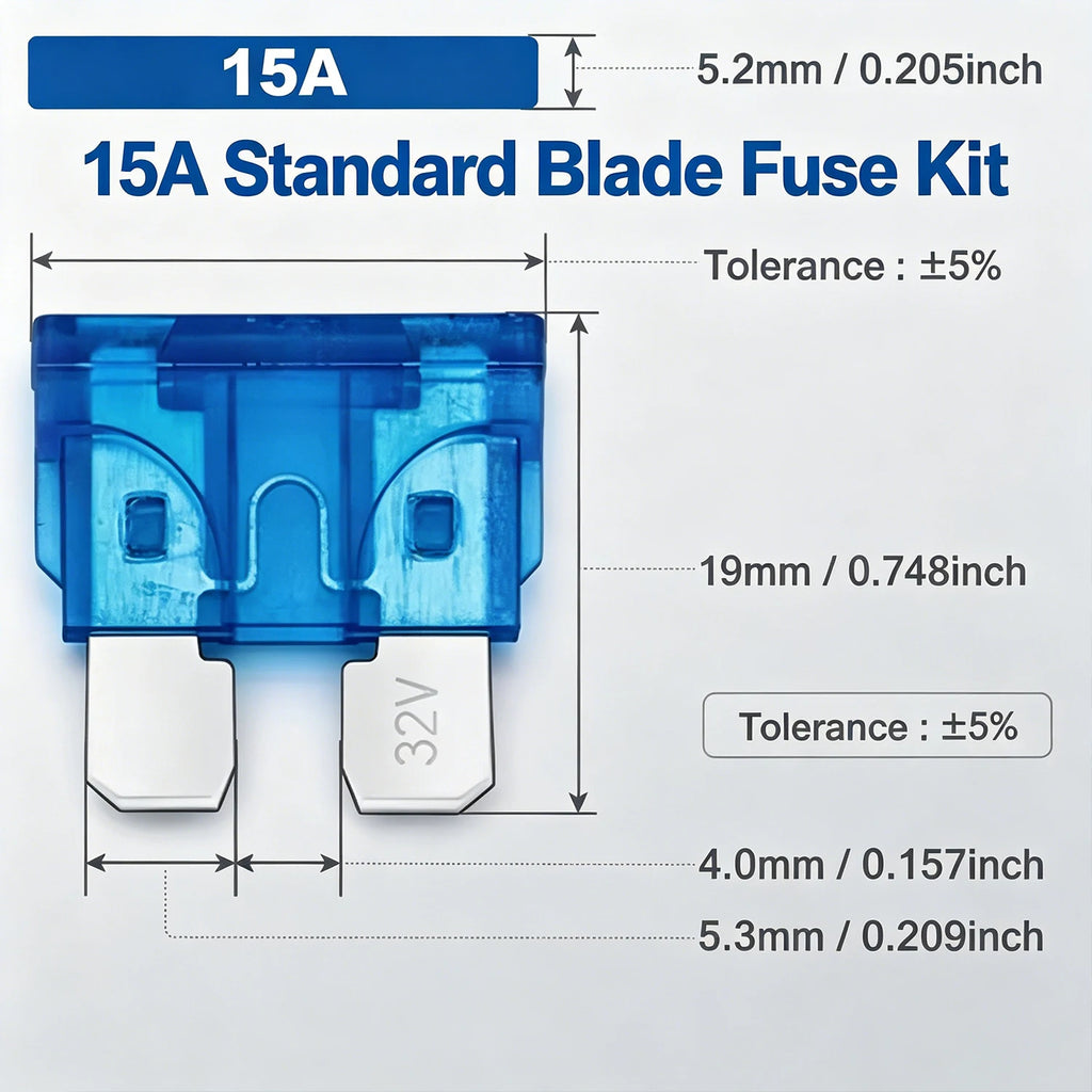 30-200PCS 15A Standard Blade Fuses Kit Automotive Car Fuse Truck ATC/ATO Assortment for RV Boat Trailer