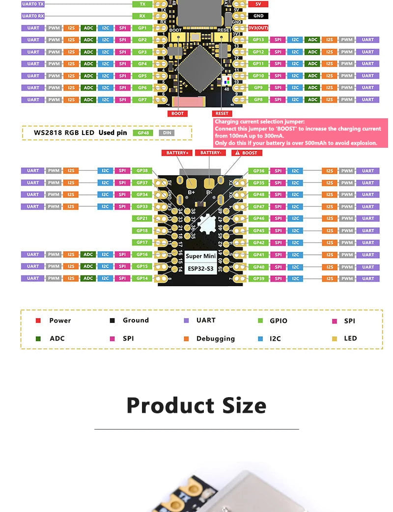 ESP32-S3 SuperMini Development Board Type-C USB Onboard Wi-Fi Bluetooth Dual Mode Full IO Pinout Low Power Microcontroller Board