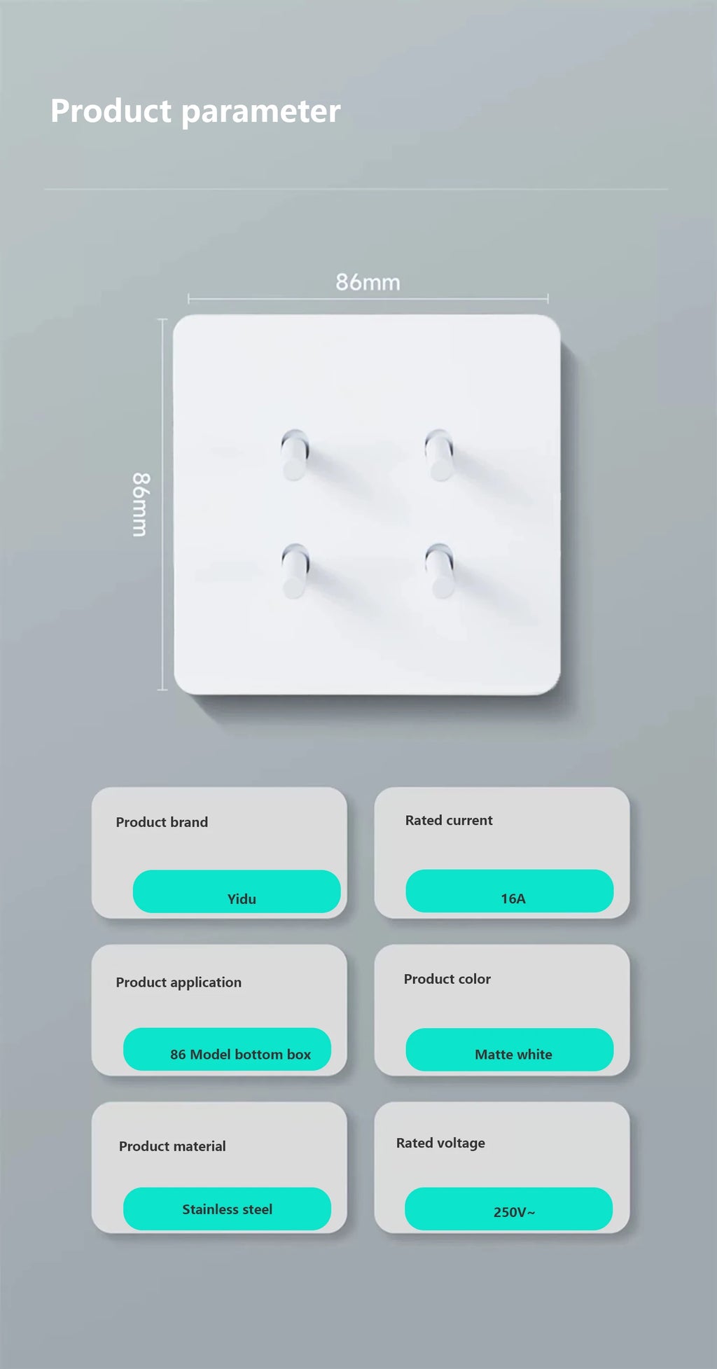 Toggle switch White stainless steel panel retro wall lamp switch AC110-250V 1 2 3 4 Gang 2 Way16A Universal wall light switch