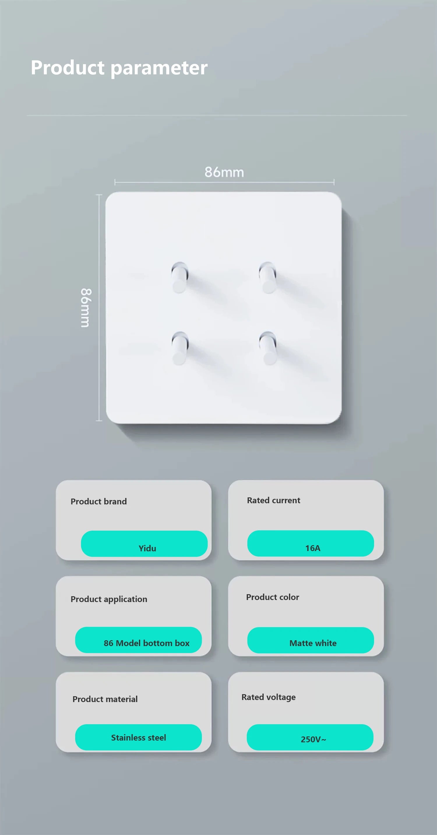 Toggle switch White stainless steel panel retro wall lamp switch AC110-250V 1 2 3 4 Gang 2 Way16A Universal wall light switch
