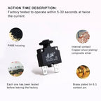 5Pcs Circuit Breaker Overload Protector Switch Fuse 10A 12A 15A 18A 20A 25A 30A 3A 4A 5A 8A Resettable 220V with Waterproof Cap