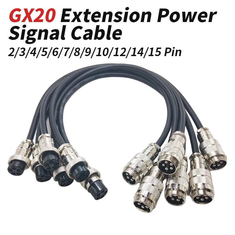 4Pin GX20 Male to Female Extension Cable 2 3 4 5 6 7 8 9 10 12 Pin Docking Aviation Plug W Wire M20 Revolving Female Power Cord