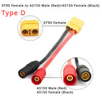 AS150 XT150 Male/Female To XT60 XT90 Plug DC Power Conversion Cable Connector 10AWG Silicone Wire Suitable for RC Batteries