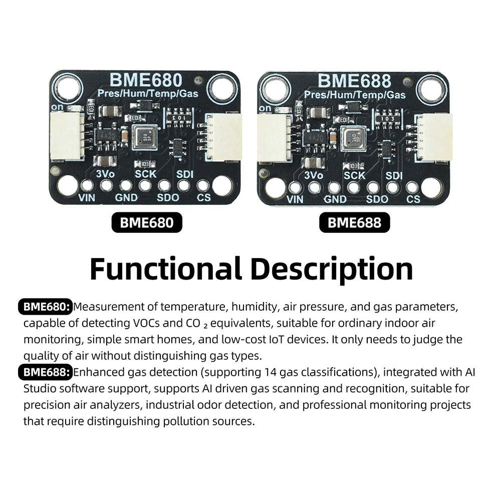 BME688 Sensor Module BME680 Air Quality Sensor VOC Temperature Humidity Pressure Sensor Low‑Power I2C Gas Sensor For Smart Home